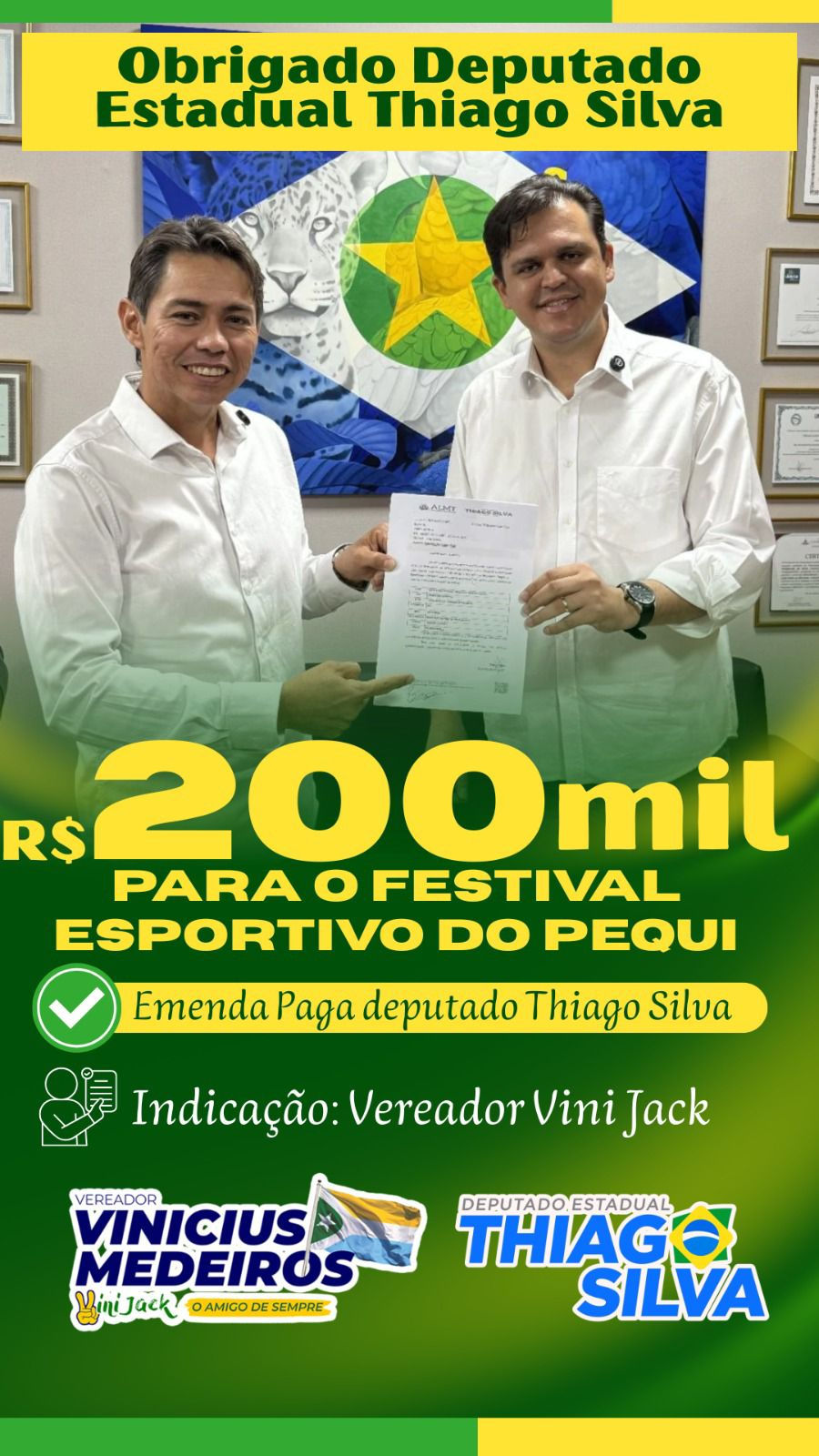 O Vereador Vinicius Medeiros (✌️ini Jack) vem se destacando com Projetos  em Políticas Públicas, com o fomento e infraestrutura esportiva para categoria de base.