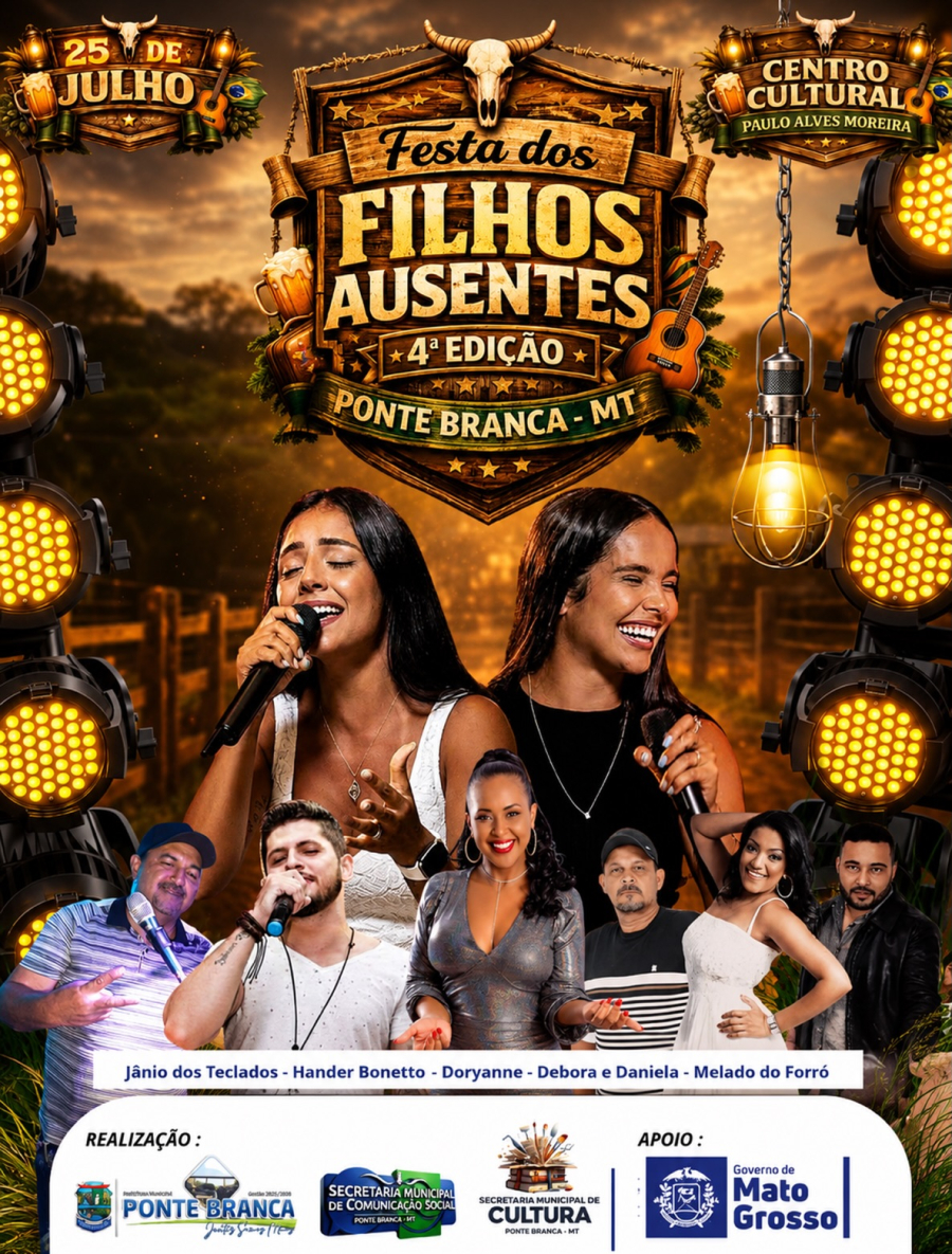 Ponte Branca-MT realiza a  4ª edição da Festa dos Filhos Ausentes em 25 de Julho 2026 